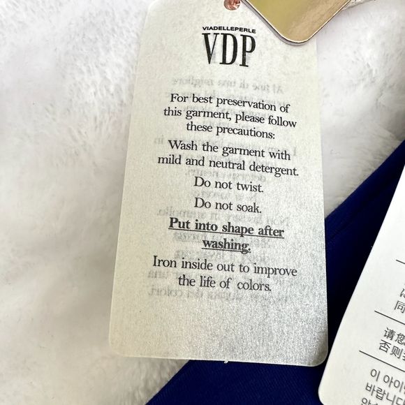 NWT VDP COLLECTION Womens Blue Loose Fit T-Shirt Top w/Crystals SZ 44/US M Italy - Picture 6 of 16